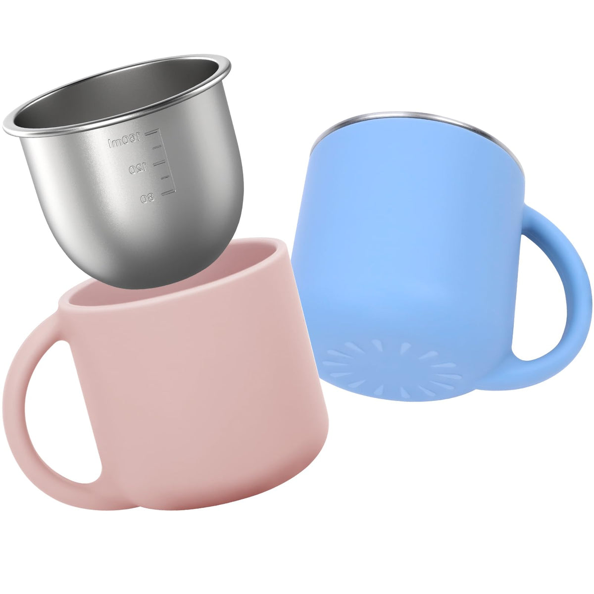 Bakpoco 2-in-1 open toddler cup with stainless steel core for durable everyday use.