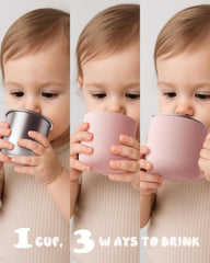 Bakpoco three-drink setup illustrating stainless steel, silicone shell, or both