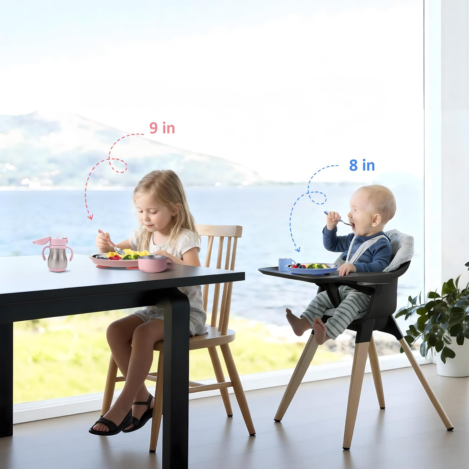 Bakpoco unbreakable plate with four suction cups supports active eaters