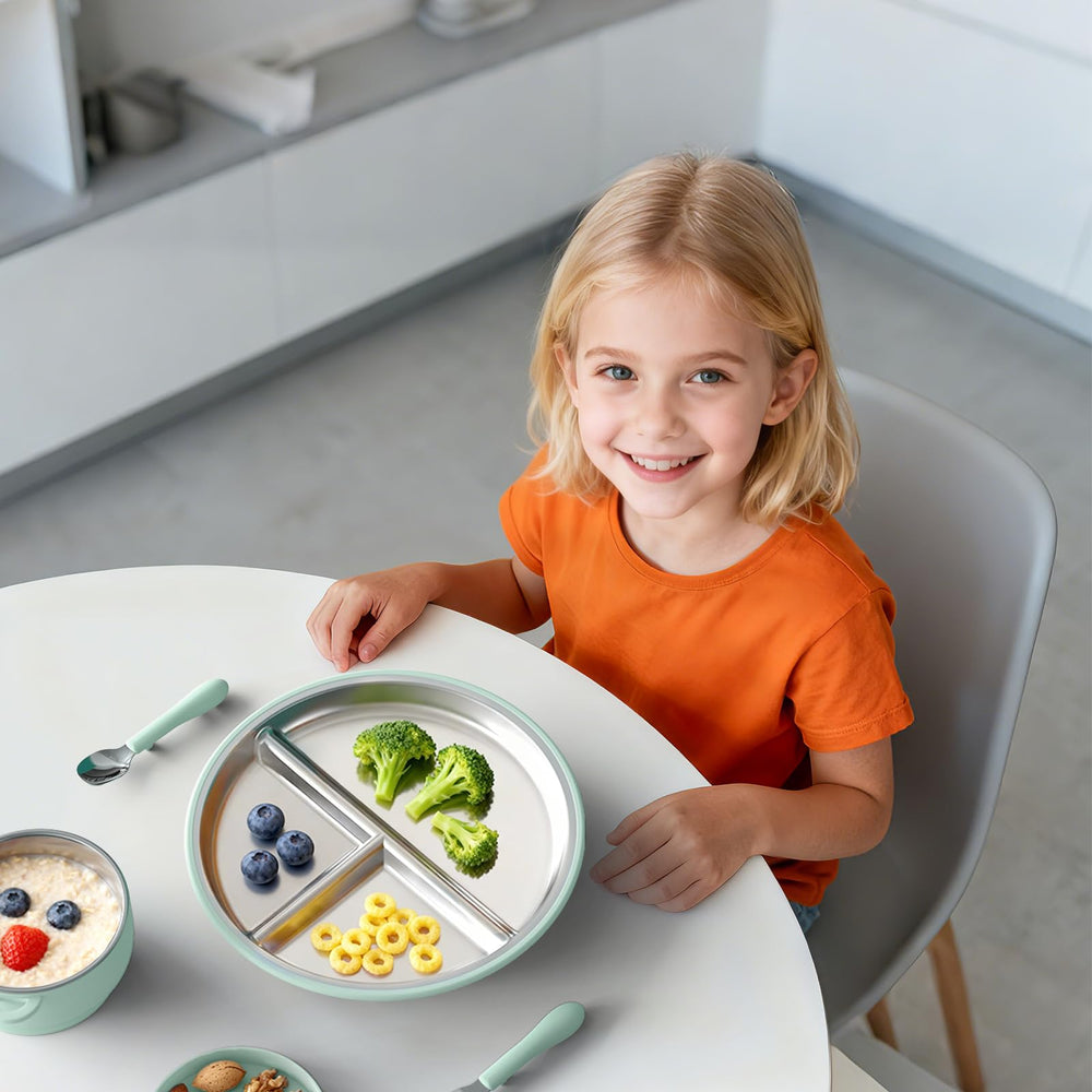 Bakpoco BPA-free stainless steel plate resists oils and odors for fresh meals