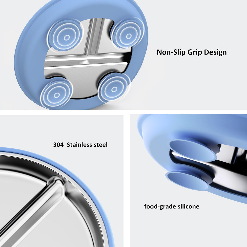 Bakpoco blue divided plate is dishwasher-safe and kid-friendly