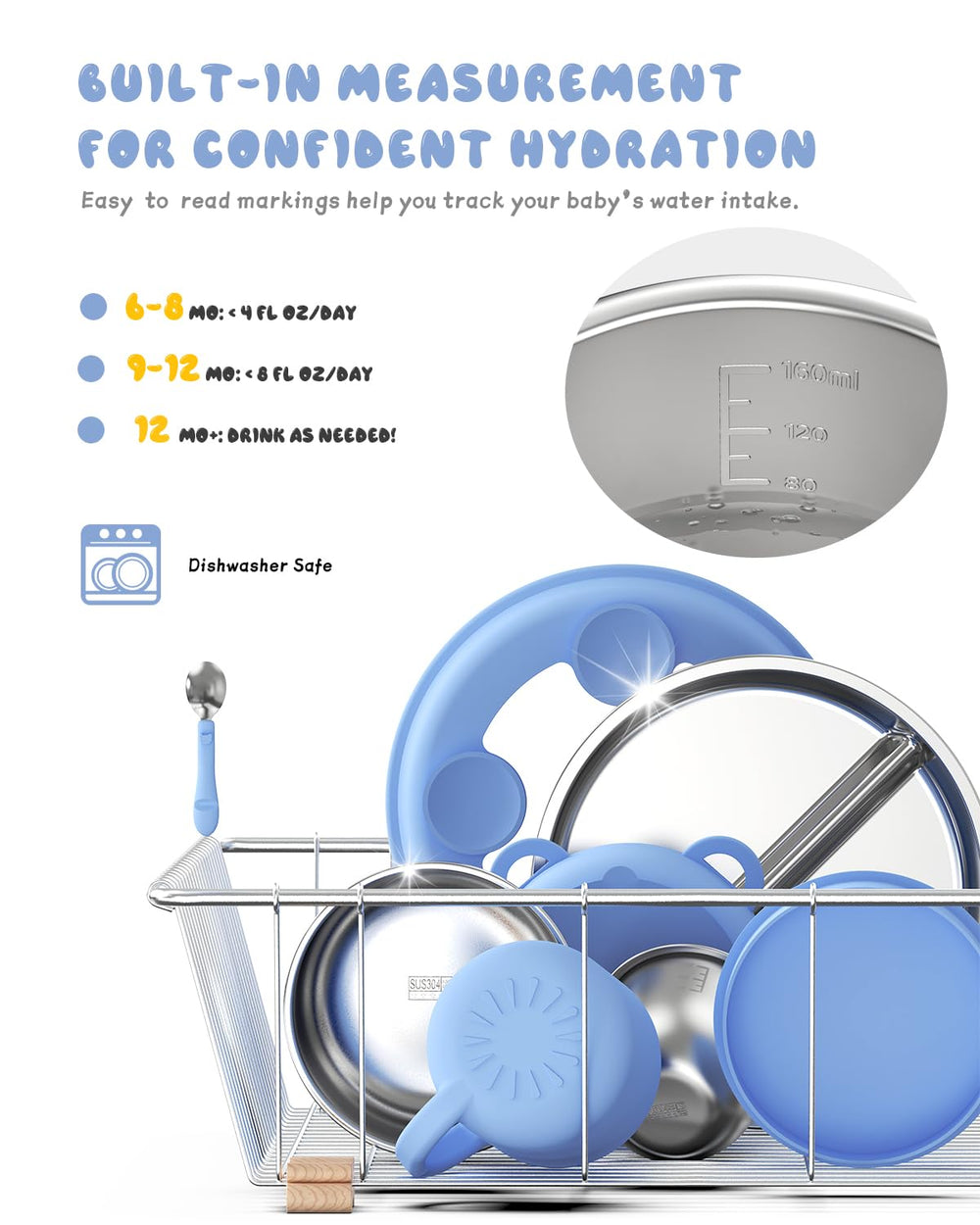 Bakpoco dishwasher-safe stainless cup and fridge-friendly usage.