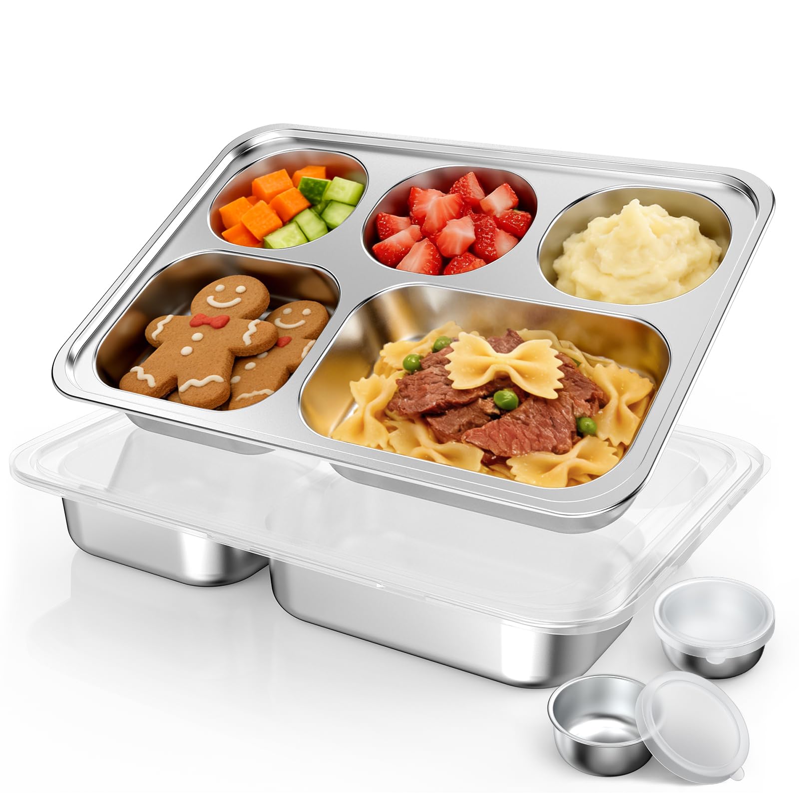 Bakpoco divided plate with 5 sections for balanced meals.