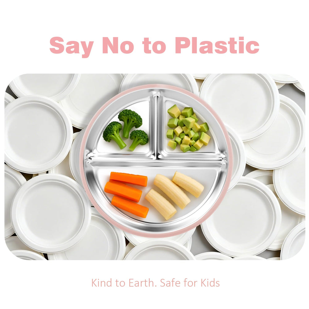 Bakpoco divided plate keeps portions organized during kid-friendly meals