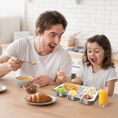 Bakpoco divided plate with lid for easy leftovers and on-the-go meals.