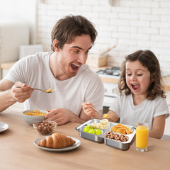 Bakpoco four-compartment plate supports portion control for balanced meals.