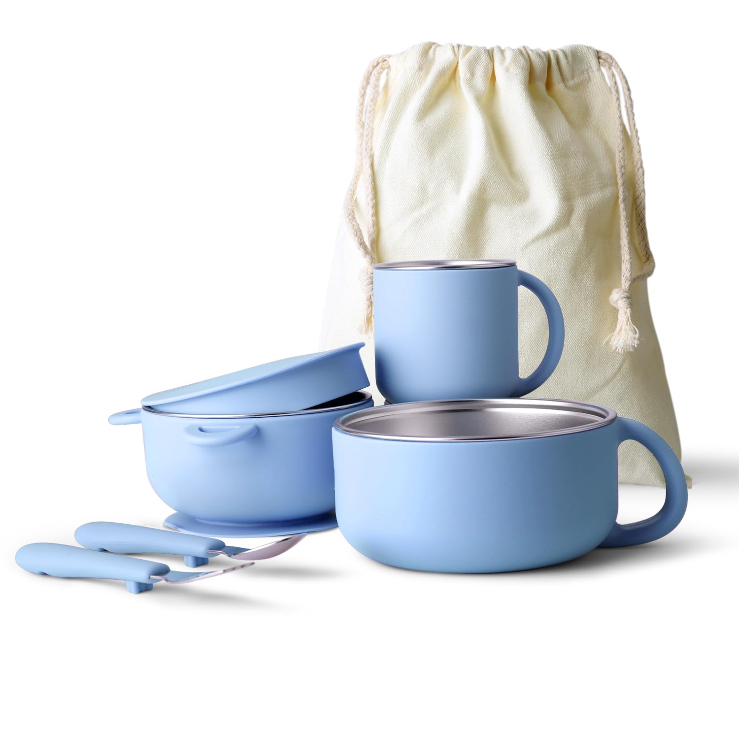Bakpoco Kids Dinnerware Set displayed as a complete 6-piece collection for growing meals.