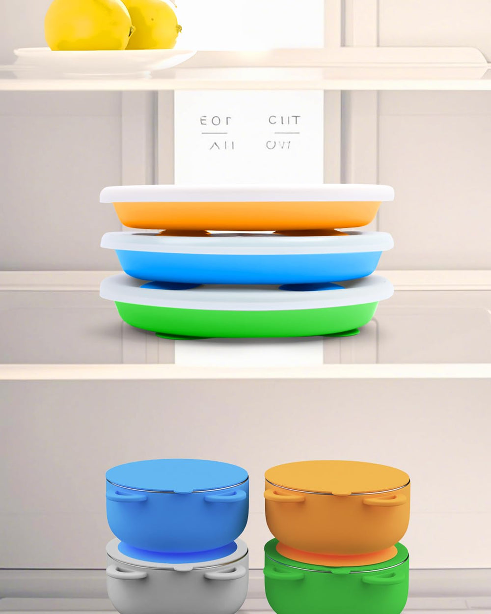 Bakpoco silicone lid sleeve for quick cleaning and stacking.