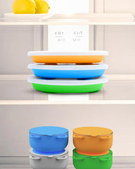 Bakpoco silicone lid sleeve for quick cleaning and stacking.