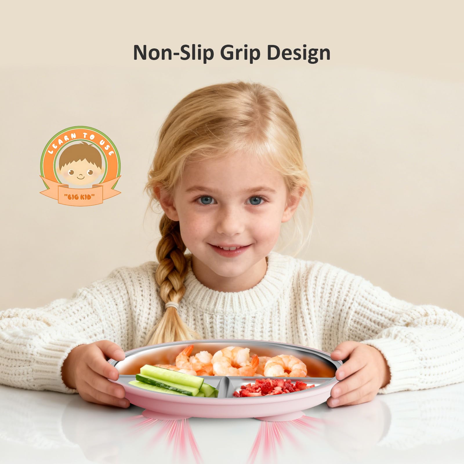 Removable silicone sleeve enhances stability during self-feeding sessions