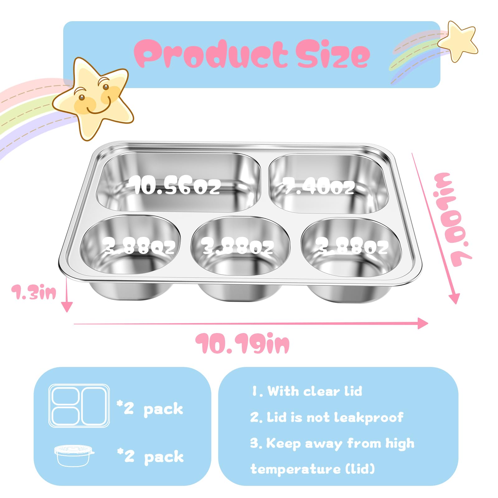 Bakpoco stackable divided plate helps tidy storage.