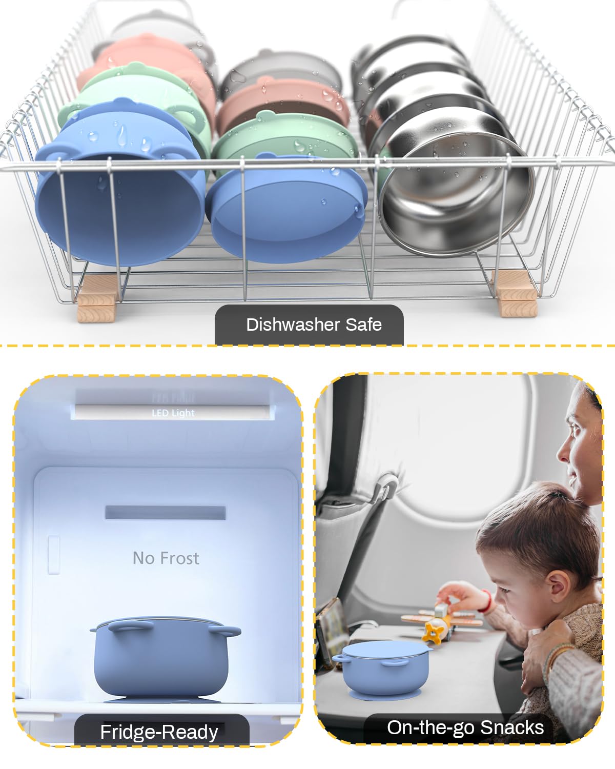 Stackable design saves space in small kitchens and bags.