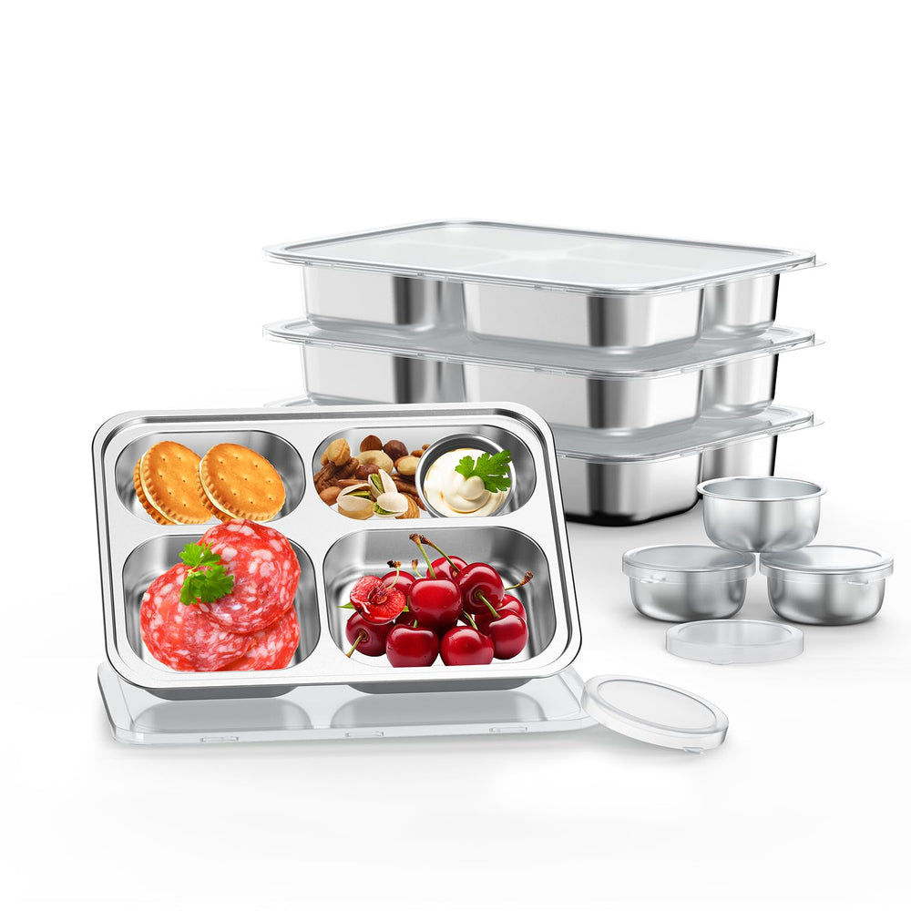Bakpoco divided plate with lid for kids providing organized meals on the go.