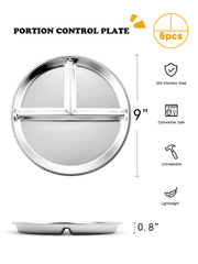 Bakpoco stainless steel divided plate for family meals