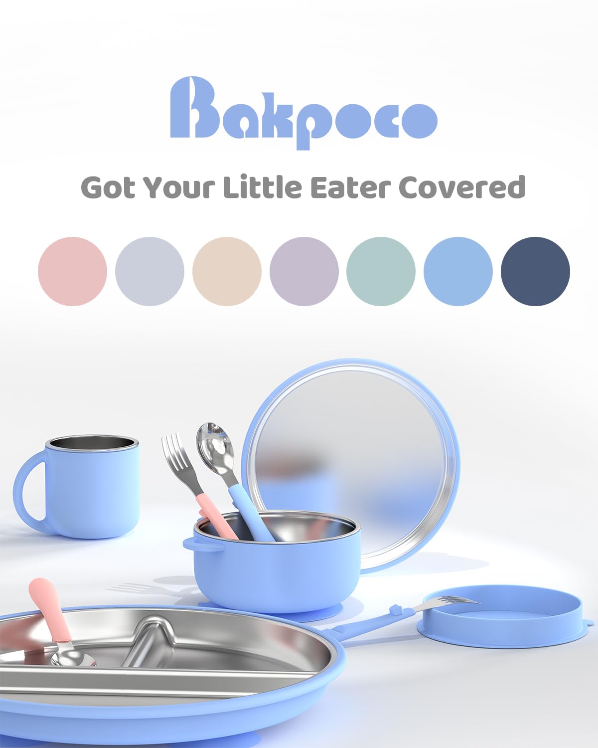 Bakpoco unbreakable stainless steel toddler plate ready to withstand drops