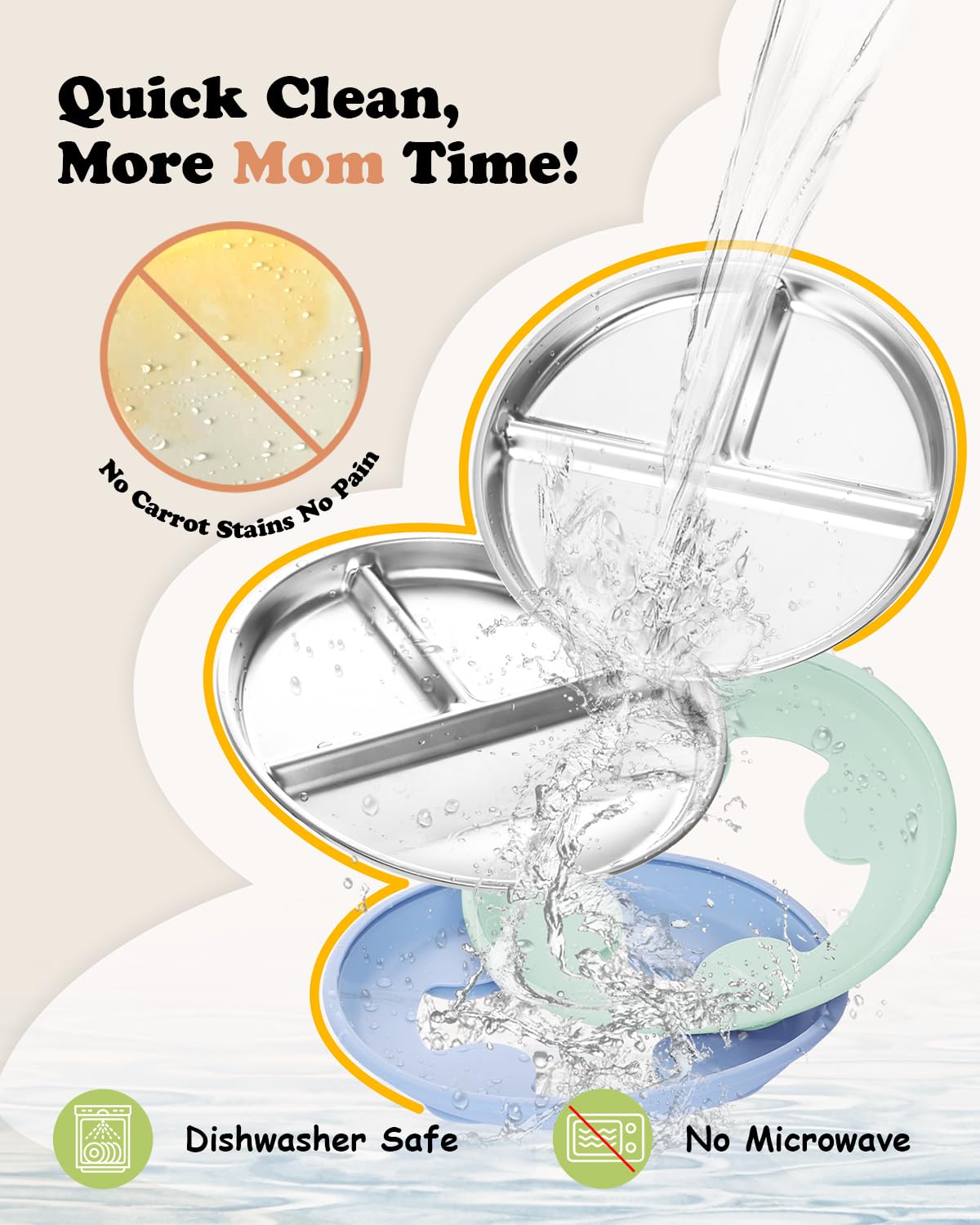 Suction base grips smooth surfaces during meals with Bakpoco plate.