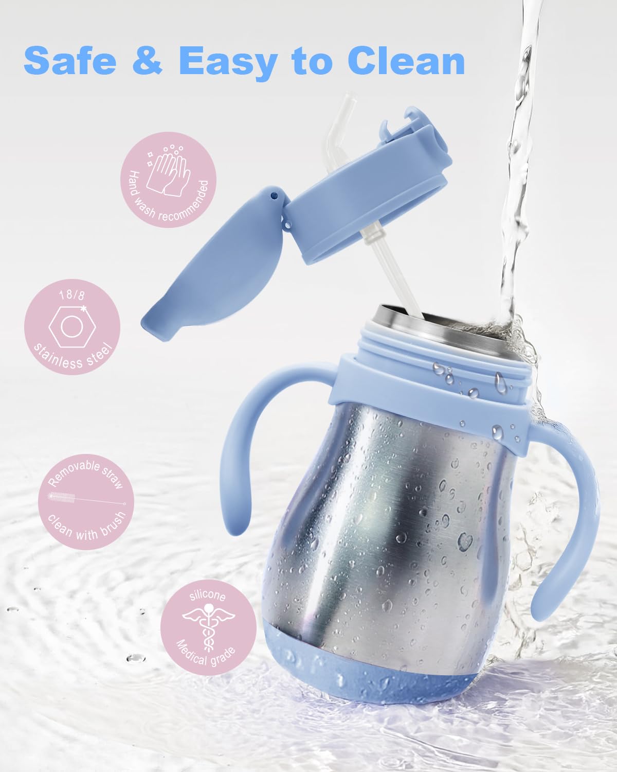 Bakpoco design supports early self-feeding with a straw.