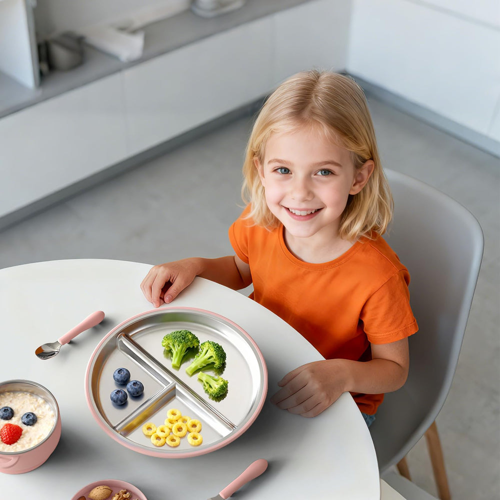 Three-section layout guides balanced portions and minimizes waste