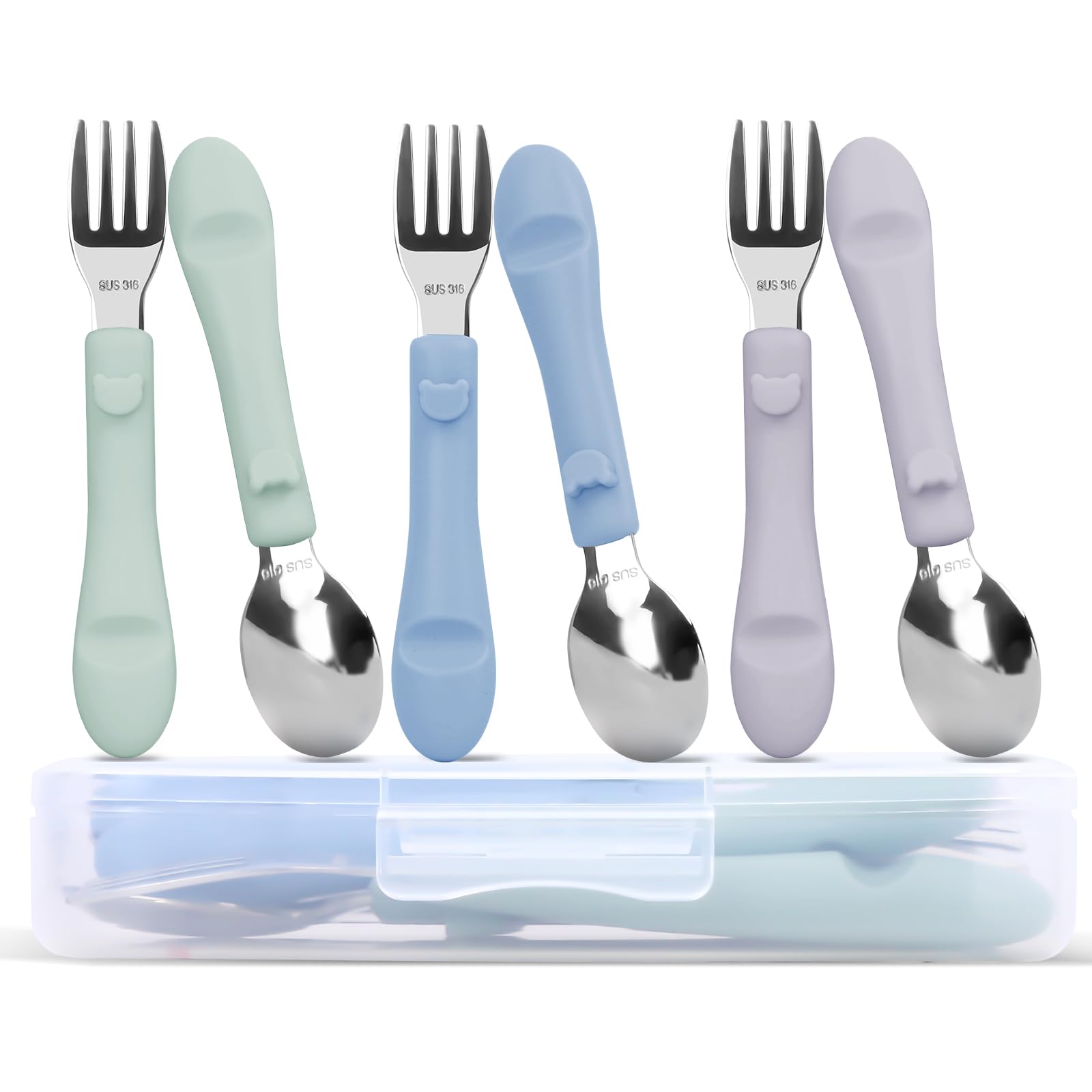 Bakpoco toddler utensils with silicone handles offer a secure grip for tiny hands.
