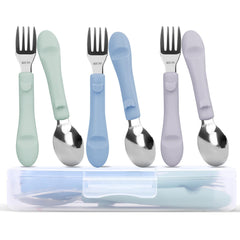 Bakpoco toddler utensils with silicone handles offer a secure grip for tiny hands.