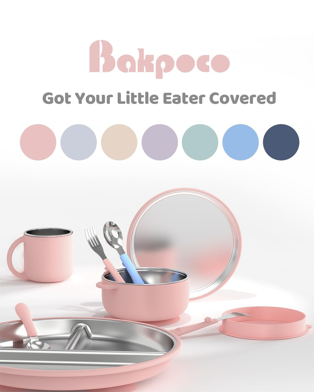 Bakpoco unbreakable plate, durable for drops and long-lasting toddler use.