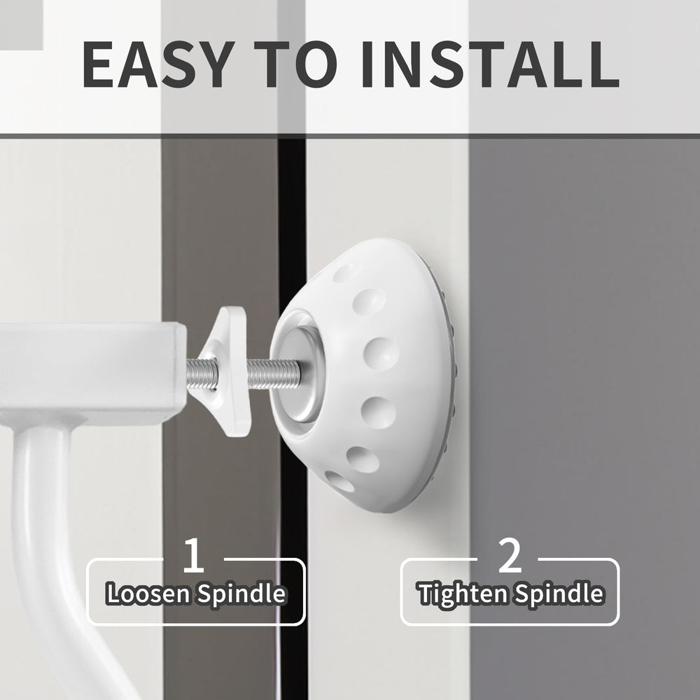 BalanceFrom wall cups mounted on doorway protectors, reducing wall damage during frequent use