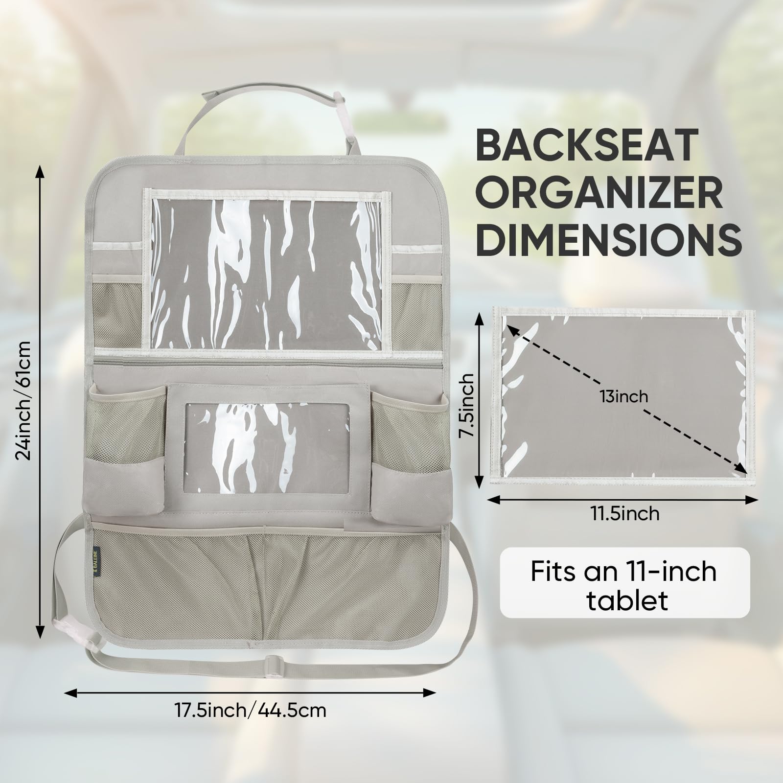 BALEINE backseat organizer waterproof material protects against spills and dirt.