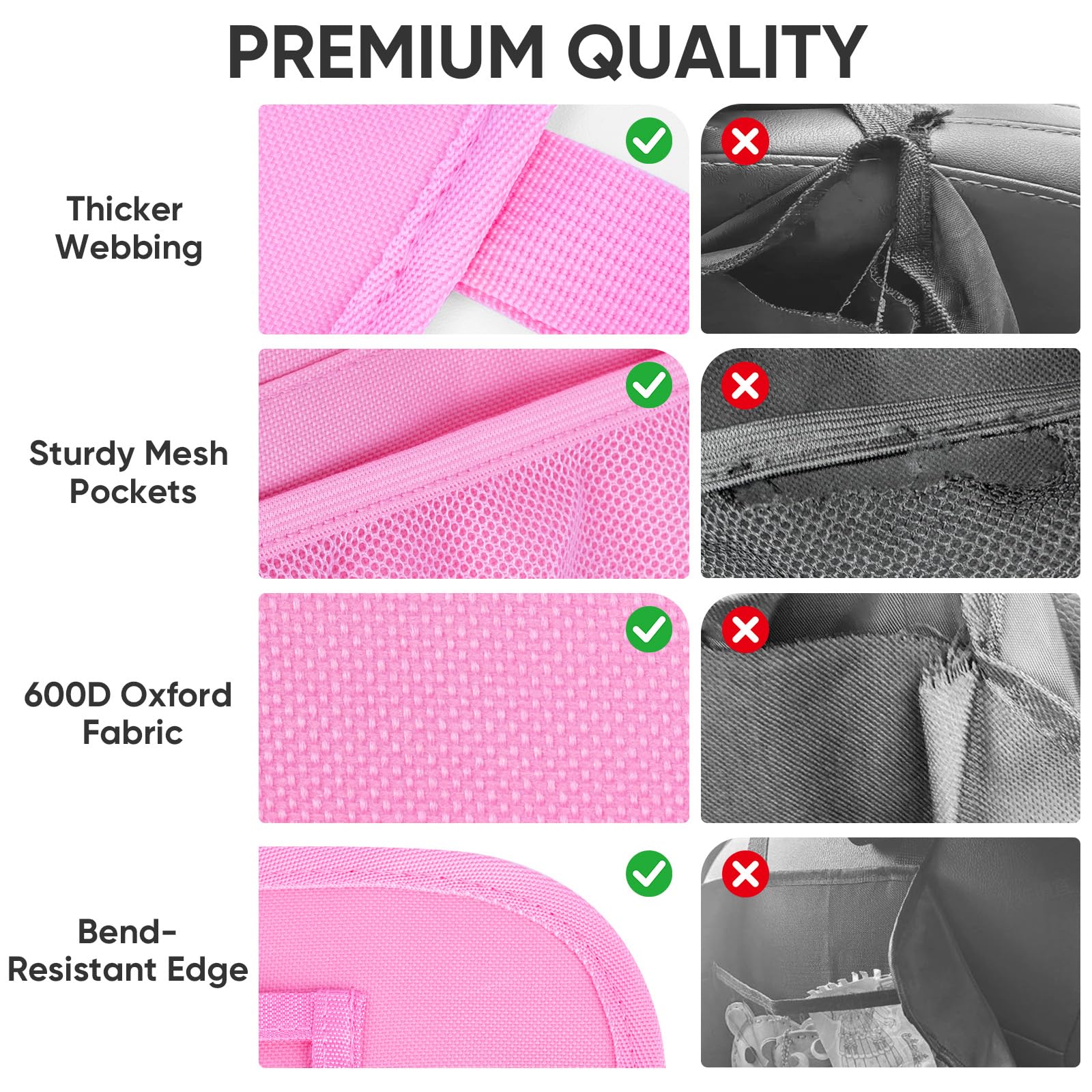 BALEINE backseat organizer easy-clean fabric resists dirt and spills during trips.