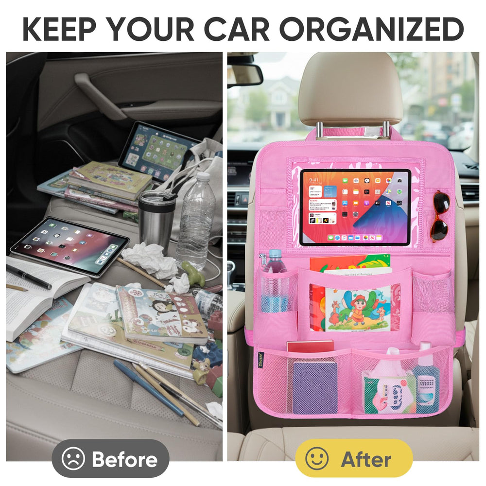 BALEINE backseat protector with heavy-duty straps stays secure on trips.