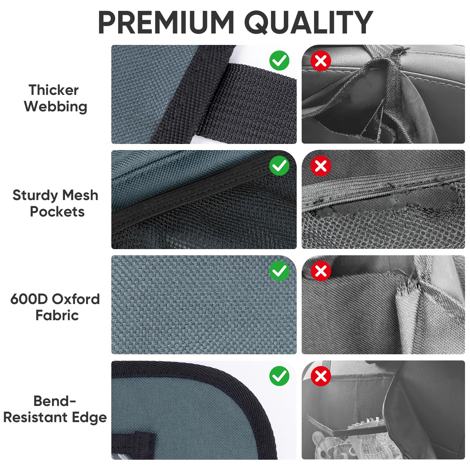 BALEINE heavy-duty straps secure backseat organizer during travel.