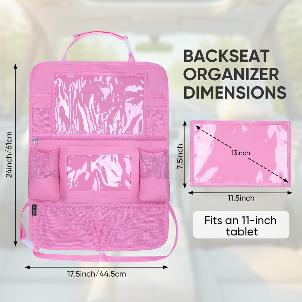 BALEINE backseat organizer includes an 11-inch tablet pocket for easy entertainment.