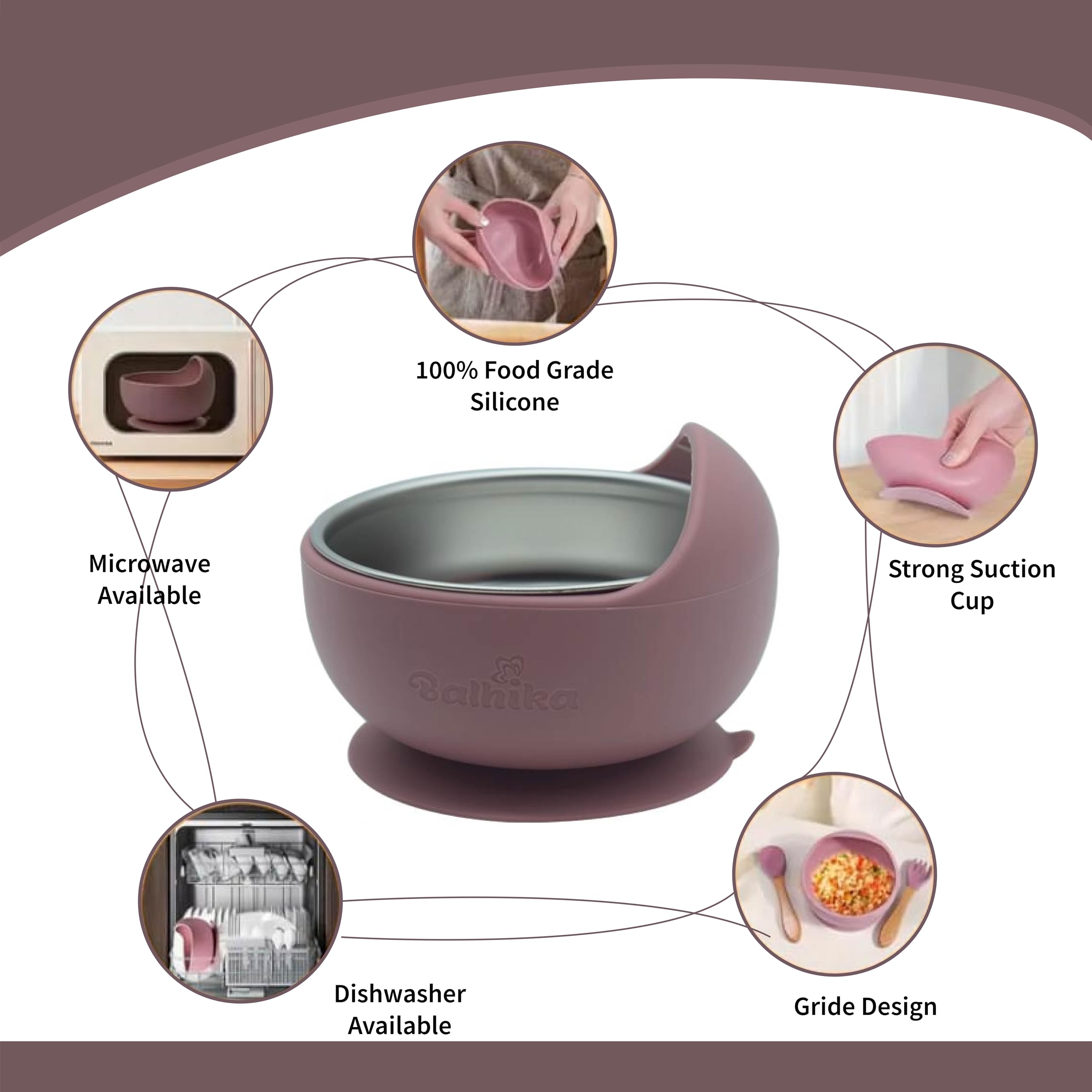 Balhika feeding set is microwave and dishwasher safe for busy parents