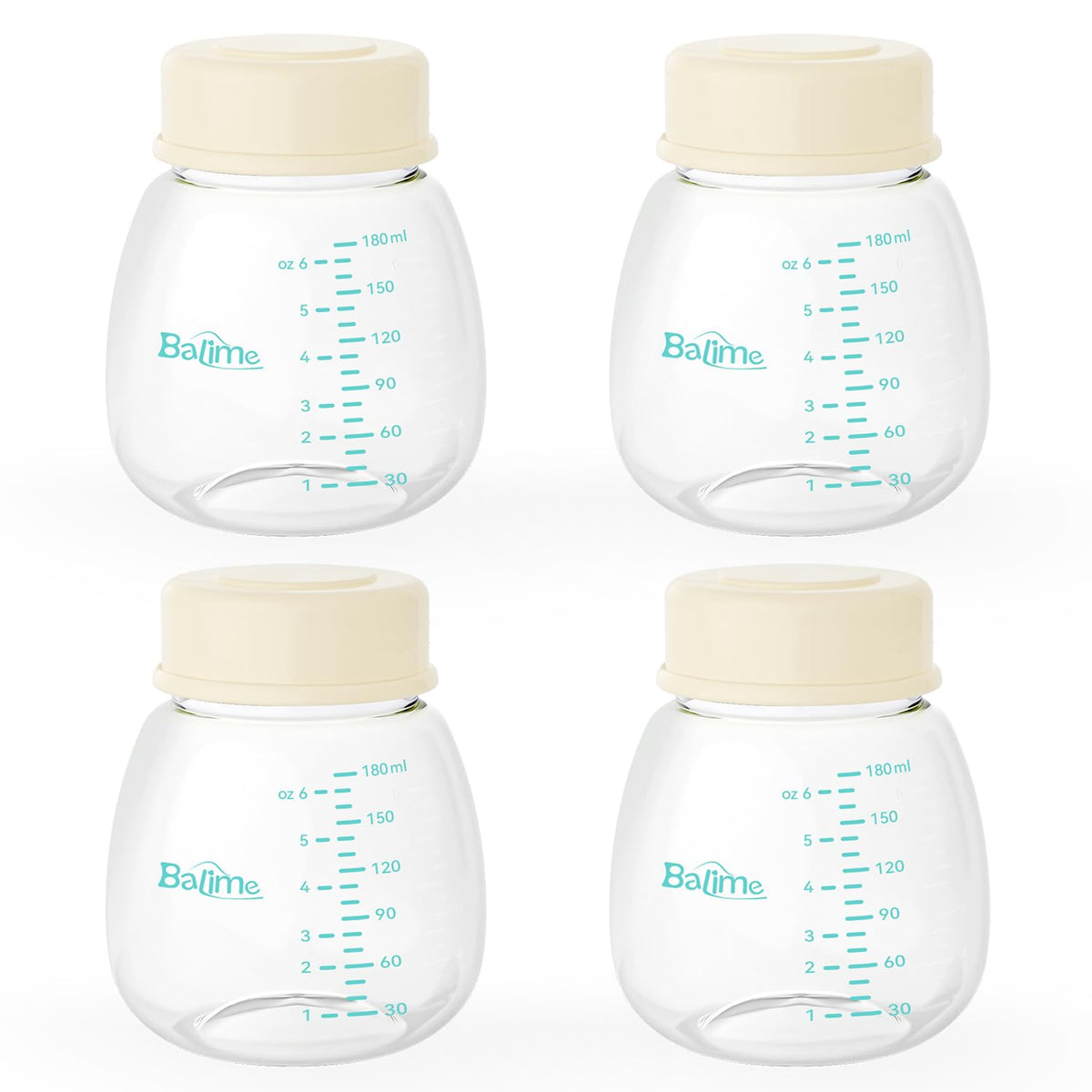 BALIME 6oz milk storage bottle with pump compatibility for easy pumping.
