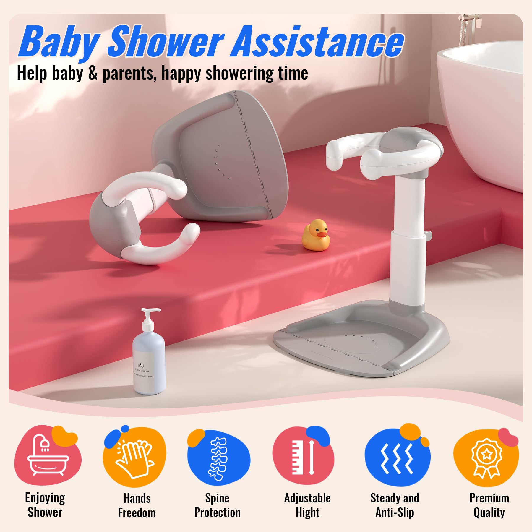 BALLA BALEIN versatile stand supports bathing, changing, and lotion application.