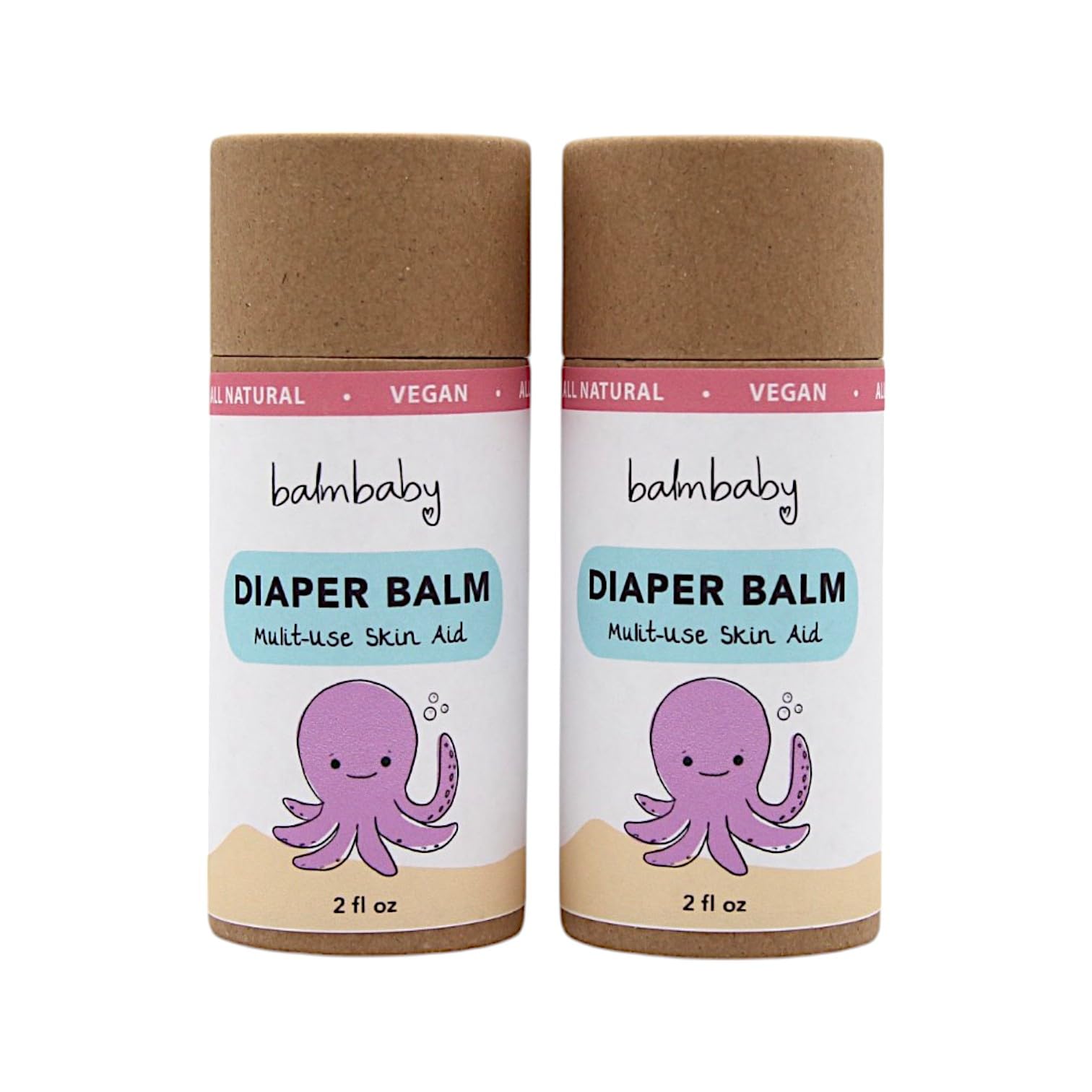 BALM! Baby Diaper Balm Stick applied to diaper area for gentle soothing.