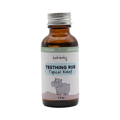 BALM! Baby Teething Oil Rub bottle cap shows a gentle gums soothing option