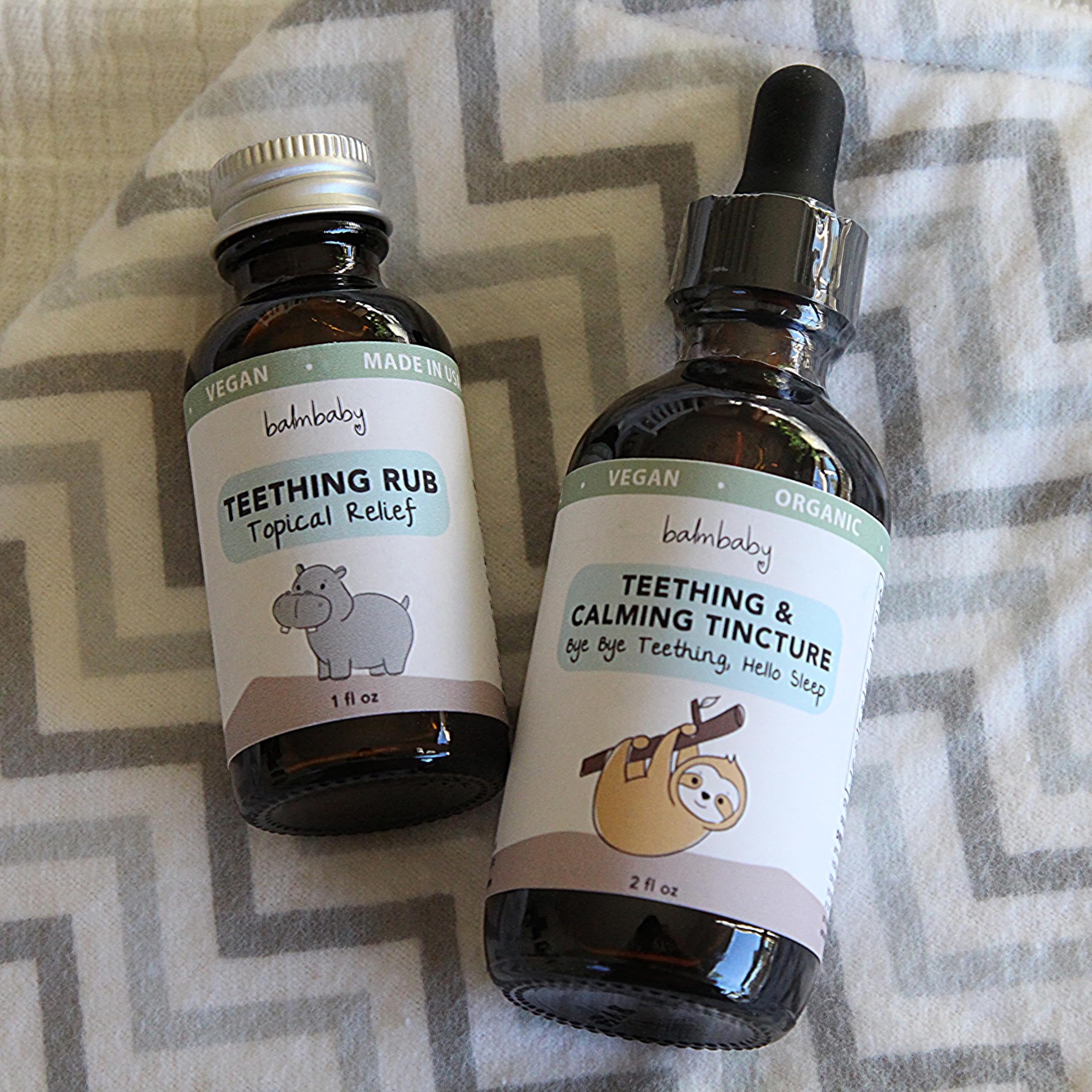 BALM! Baby teething tincture usage directions on label.