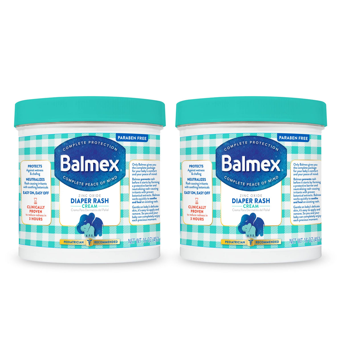 Balmex complete protection diaper cream pack of 2 protecting baby's skin from wetness