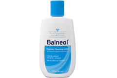 Balneol Hygienic Cleansing Lotion bottle shown, portable daily hygiene option