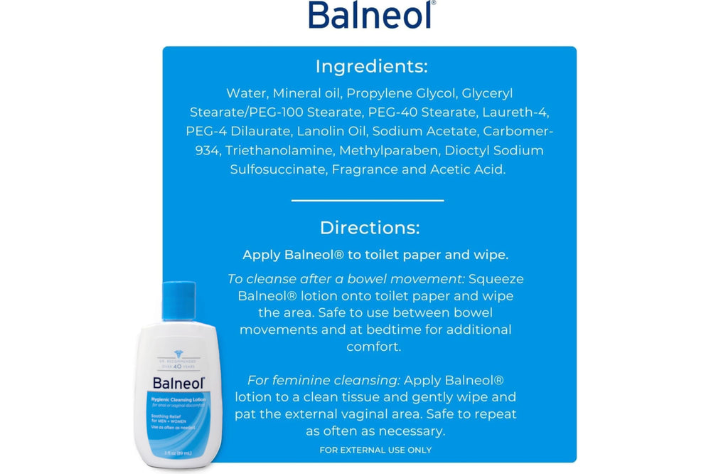 Balneol Hygienic Cleansing Lotion in use for daily hygiene routines