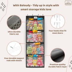 Baloudy mesh pocket organizer close-up shows breathable plush storage.