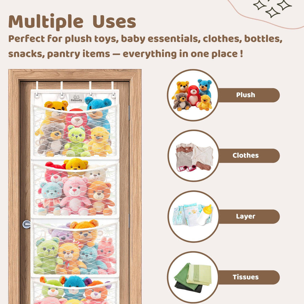 Baloudy breathable mesh design keeps plush toys fresh and well-ventilated.