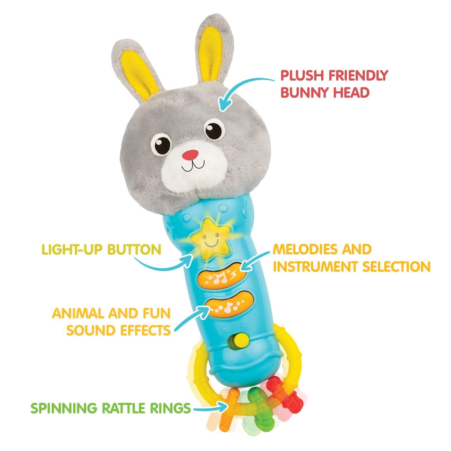 Bambiya Bunny toy light up star button for visual engagement