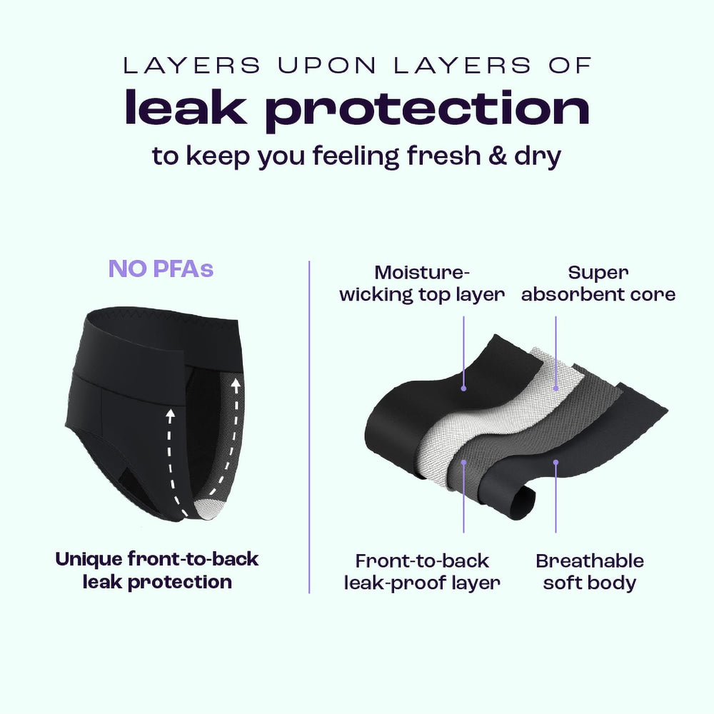 Bambody absorbent boxer in black, 4-layer design for leak resistance