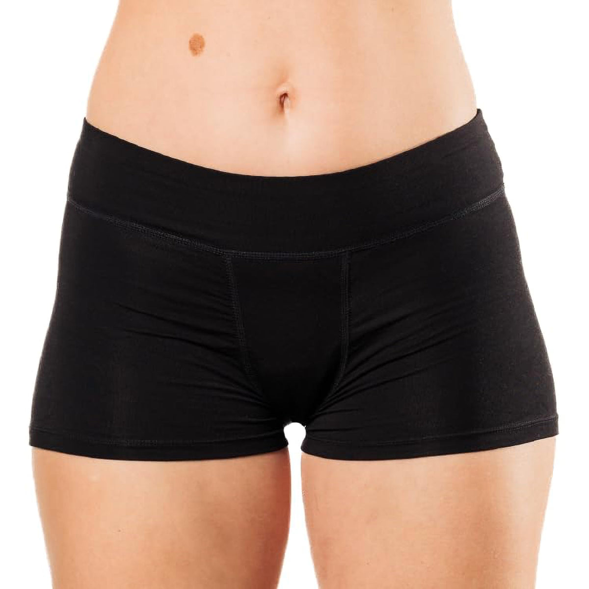 Bambody absorbent boxer in black, front view for all-day protection
