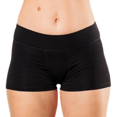 Bambody absorbent boxer in black, front view for all-day protection