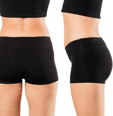 Bambody absorbent boxer in black, side view shows breathable fabric