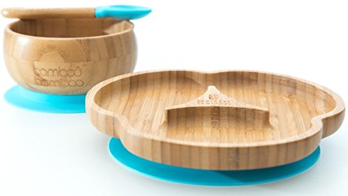 Bamboo Bamboo plate in blue color adds a bright mealtime option.