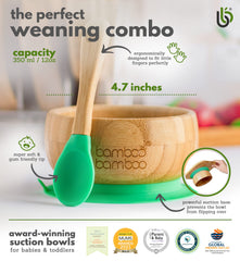 Bamboo bamboo spoon set green demonstrates feeding pair for baby-led weaning.