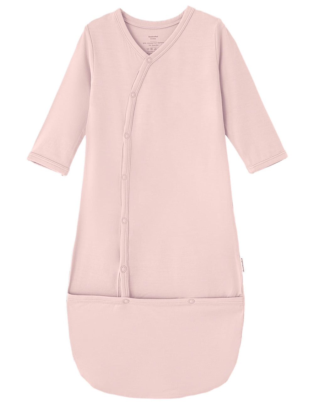BambooBud baby kimono nightgown pale pink with gentle, skin-friendly fabric.